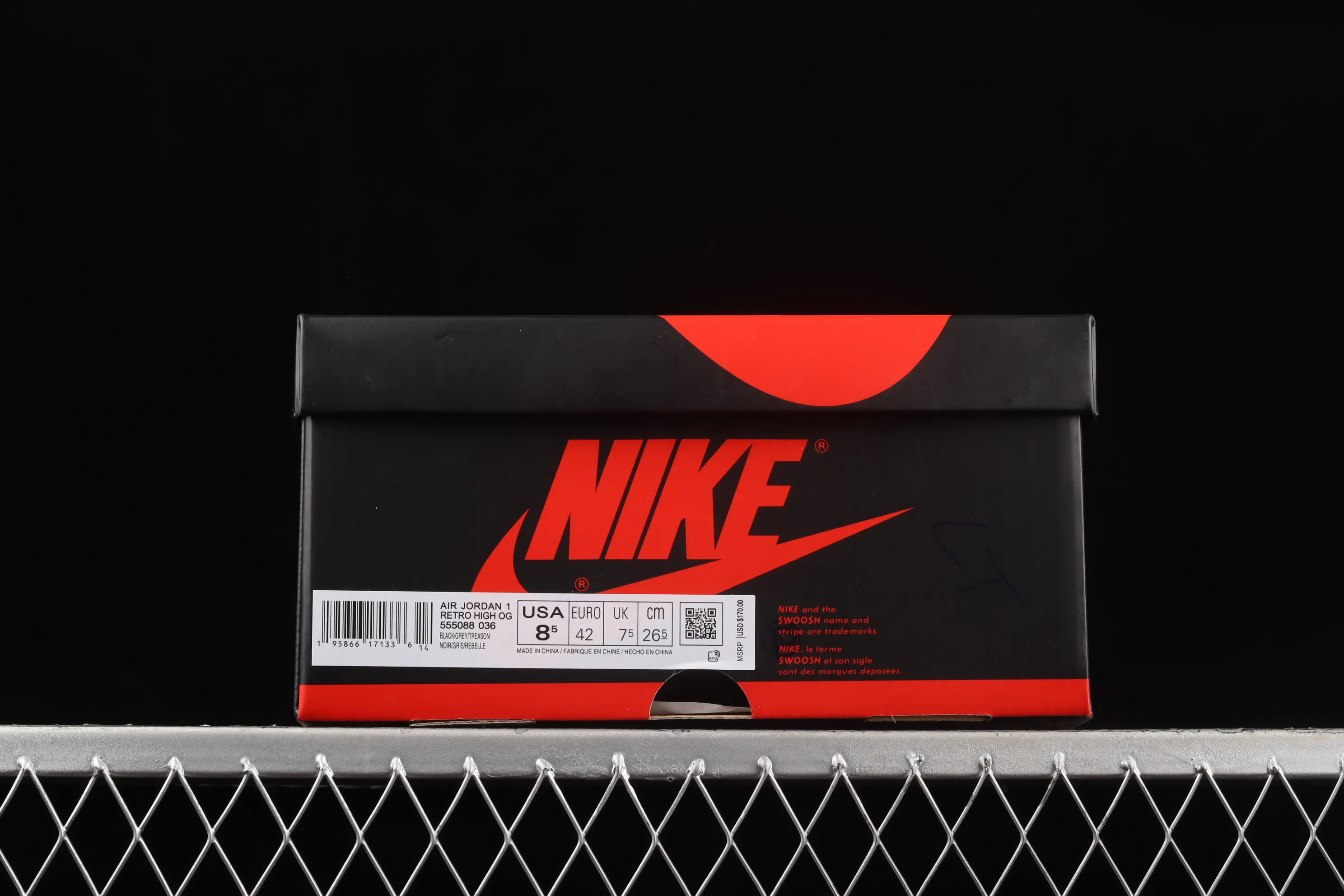All categories Air Jordan Jordan series basketball shoes Air Jordan 1 High Air Jordan 1 High OG "Rebellionaire" AJ1 Joe 1 black and gray banned "Rebelionaire" high-top basketball shoes 555088-036